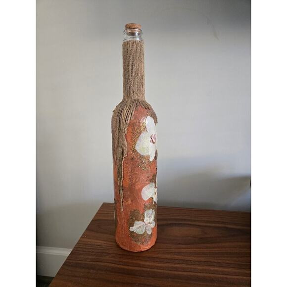 Handmade Papier Mache Applique Collage Decorative Bottle - Picture 4 of 9